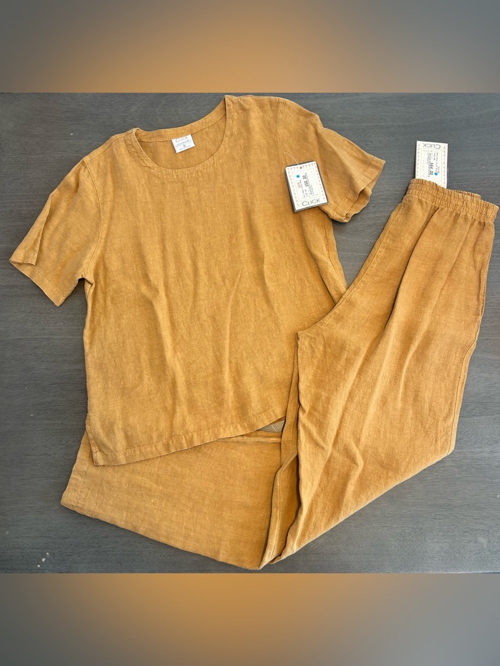 Click By Color Me Cotton 100% Linen Top Pants Set Small NWT Minimalist Chic